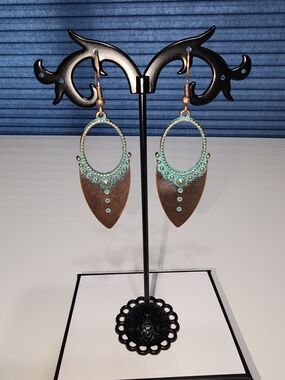 Turquoise Patina Teardrop Dangle Earrings by